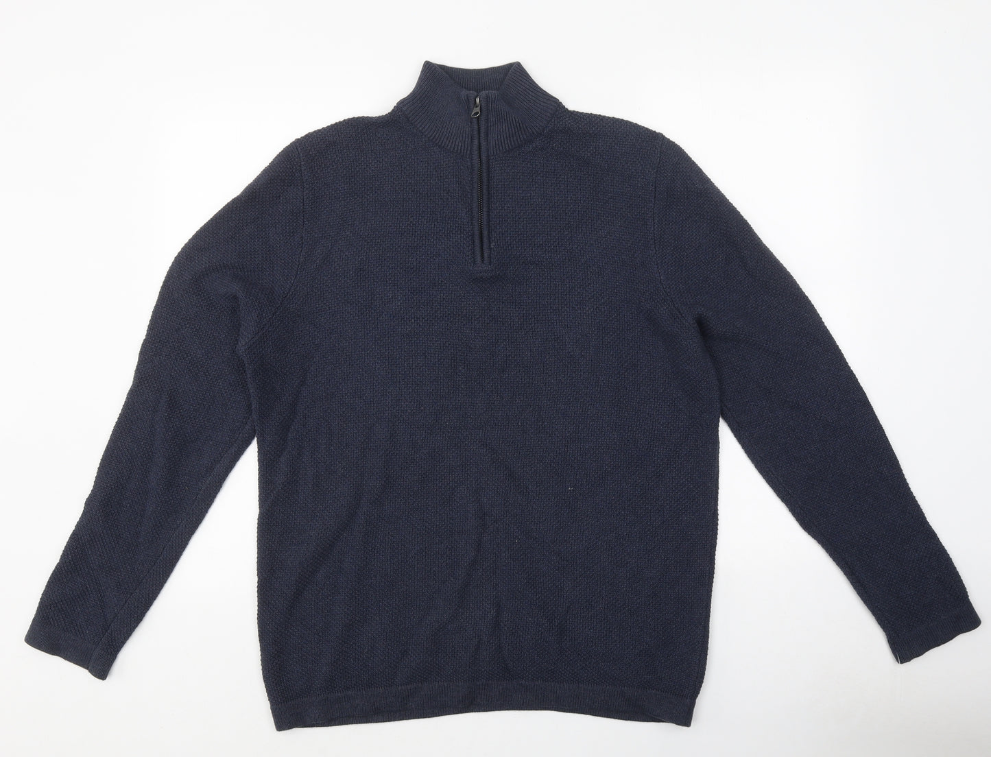 TU Mens Blue High Neck Polyester Pullover Jumper Size M