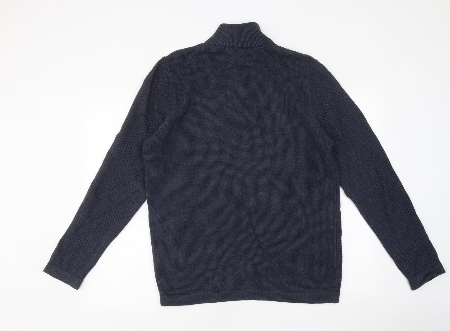TU Mens Blue High Neck Polyester Pullover Jumper Size M