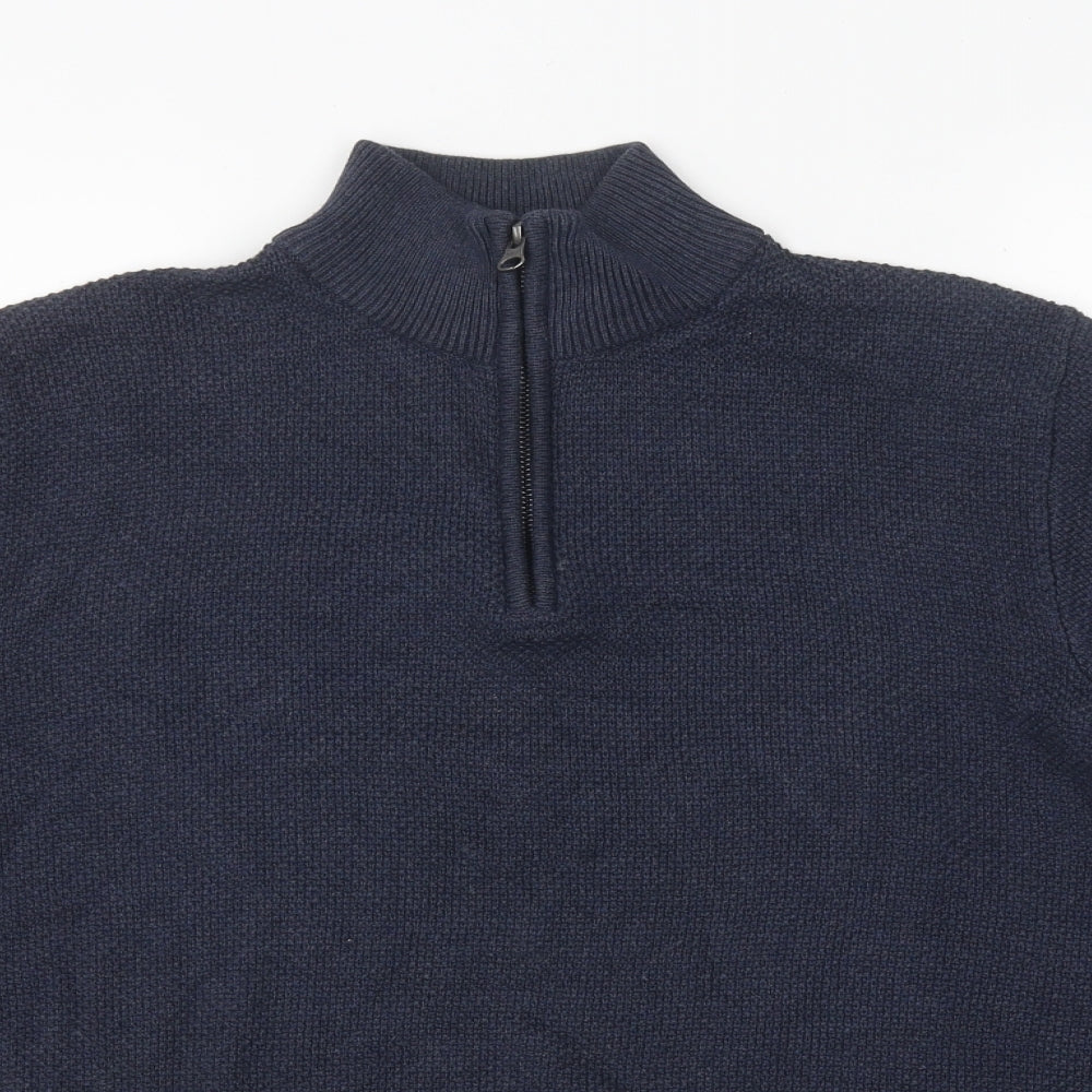 TU Mens Blue High Neck Polyester Pullover Jumper Size M