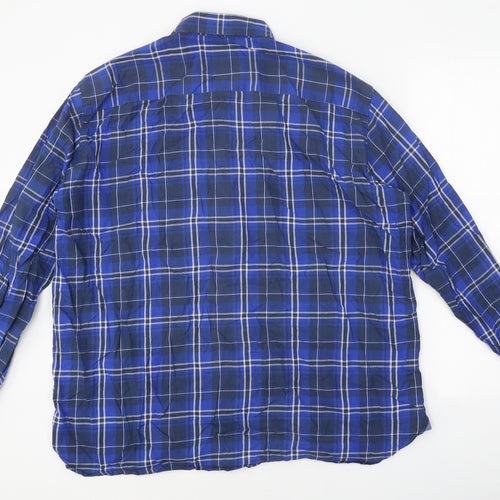 Blue Habour Mens Blue Plaid Polyester T-Shirt Size XL Collared