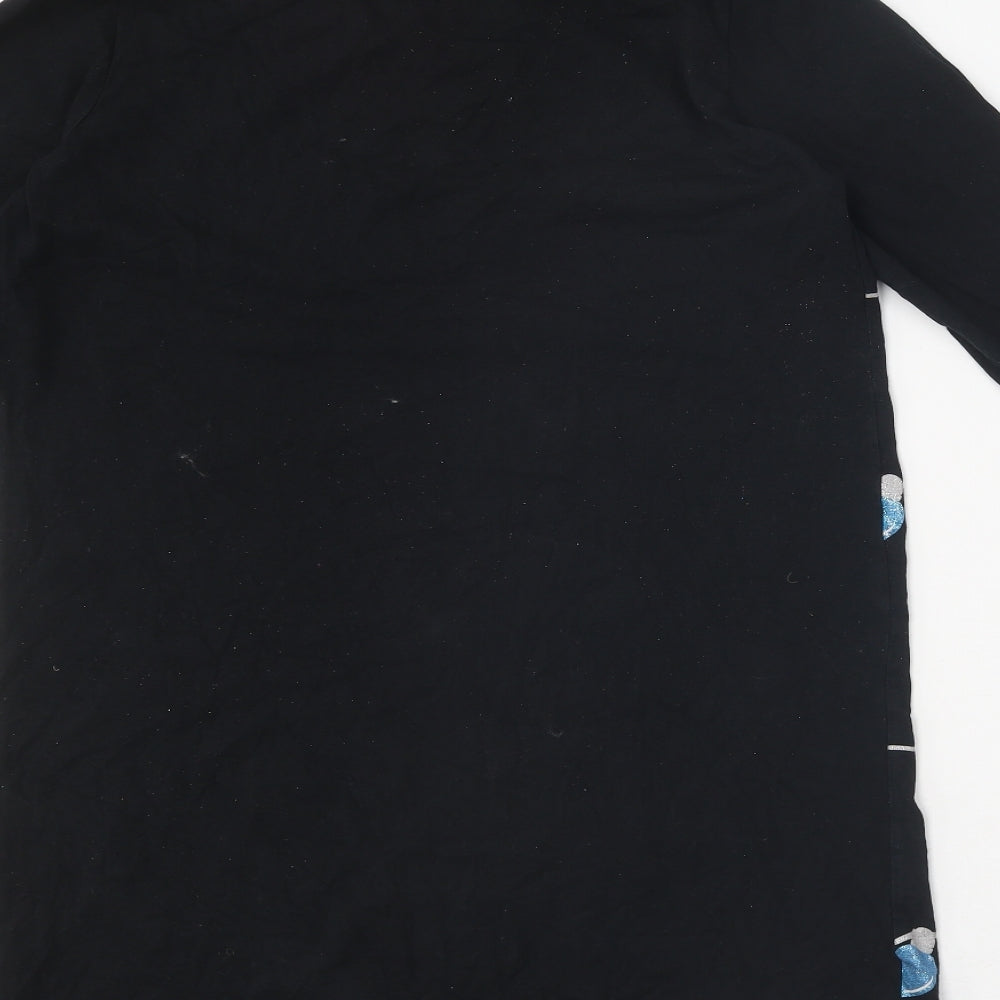 George Womens Black Polyester Basic T-Shirt Size M Round Neck - Christmas Lights