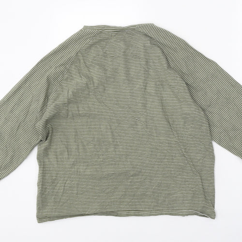 NEXT Womens Green Striped Polyester Basic T-Shirt Size 12 Round Neck