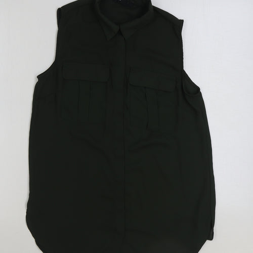 Atmosphere Womens Green Polyester Basic Button-Up Size 10 Collared