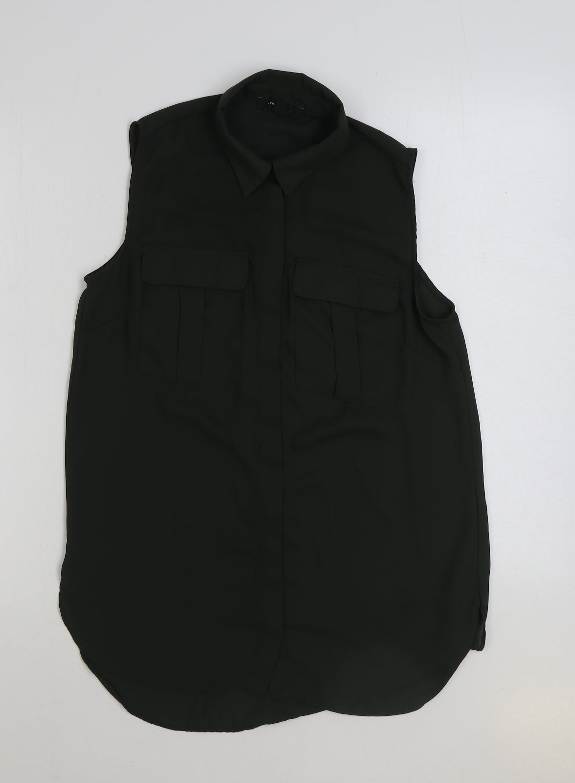 Atmosphere Womens Green Polyester Basic Button-Up Size 10 Collared