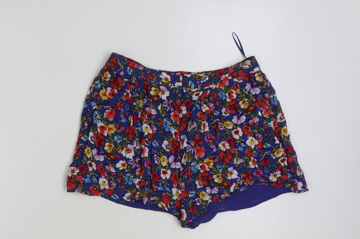 Topshop Womens Multicoloured Floral Polyester Hot Pants Shorts Size 12 L3 in Regular Button