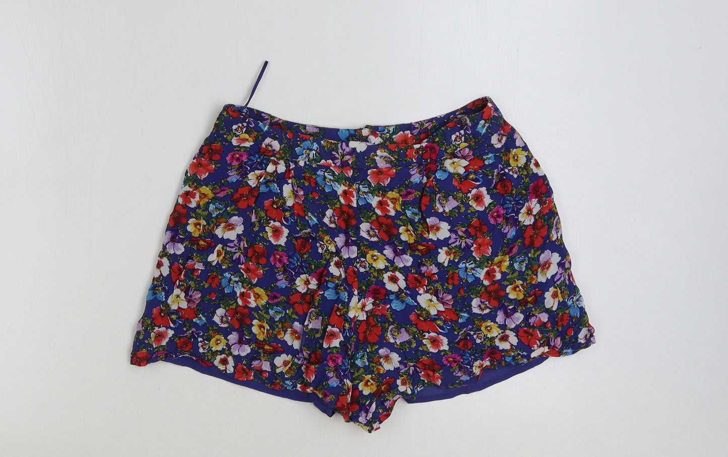 Topshop Womens Multicoloured Floral Polyester Hot Pants Shorts Size 12 L3 in Regular Button