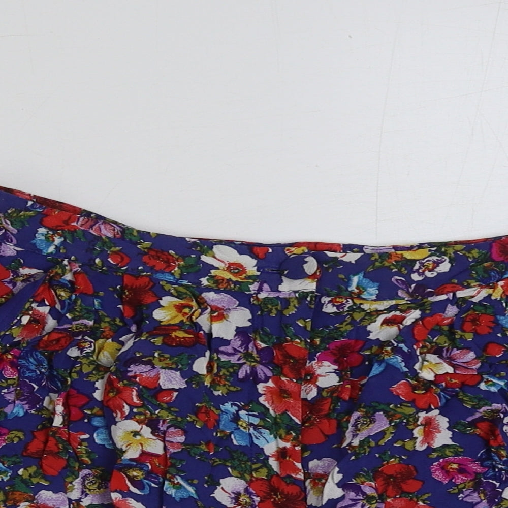 Topshop Womens Multicoloured Floral Polyester Hot Pants Shorts Size 12 L3 in Regular Button