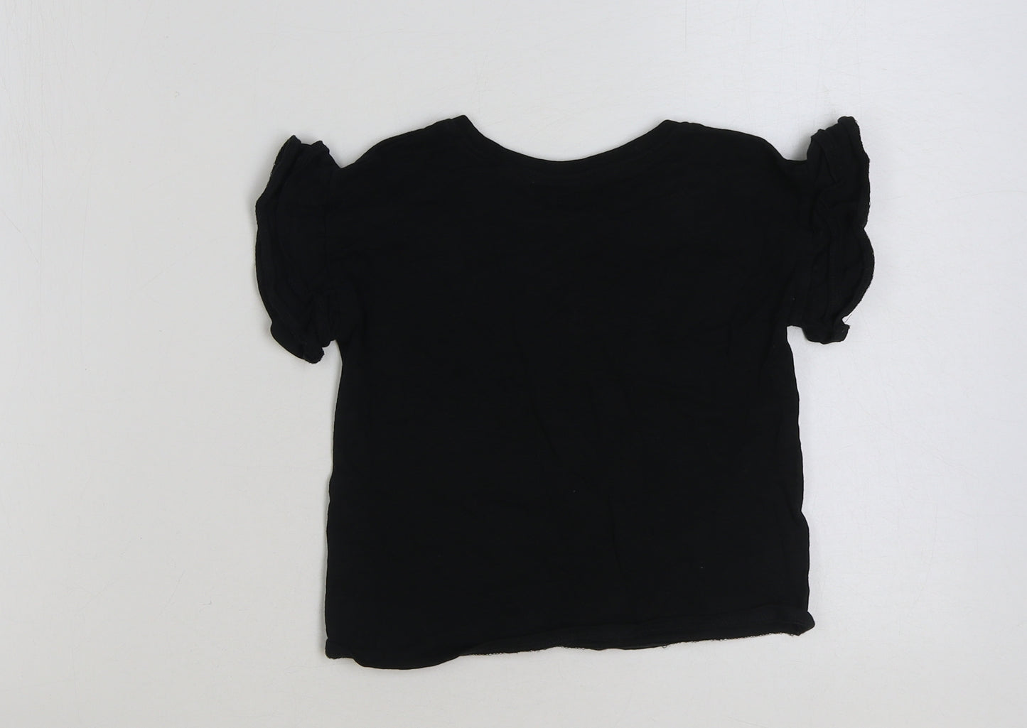 Myleen Klass Girls Black Cotton Basic T-Shirt Size 2-3 Years Round Neck Pullover - Girl