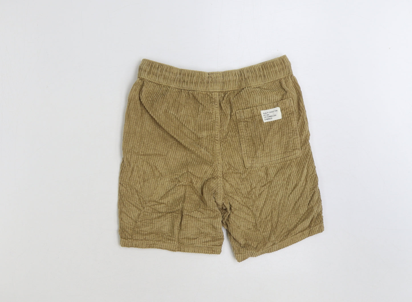Marks and Spencer Boys Beige Cotton Sweat Shorts Size 9-10 Years Regular Drawstring