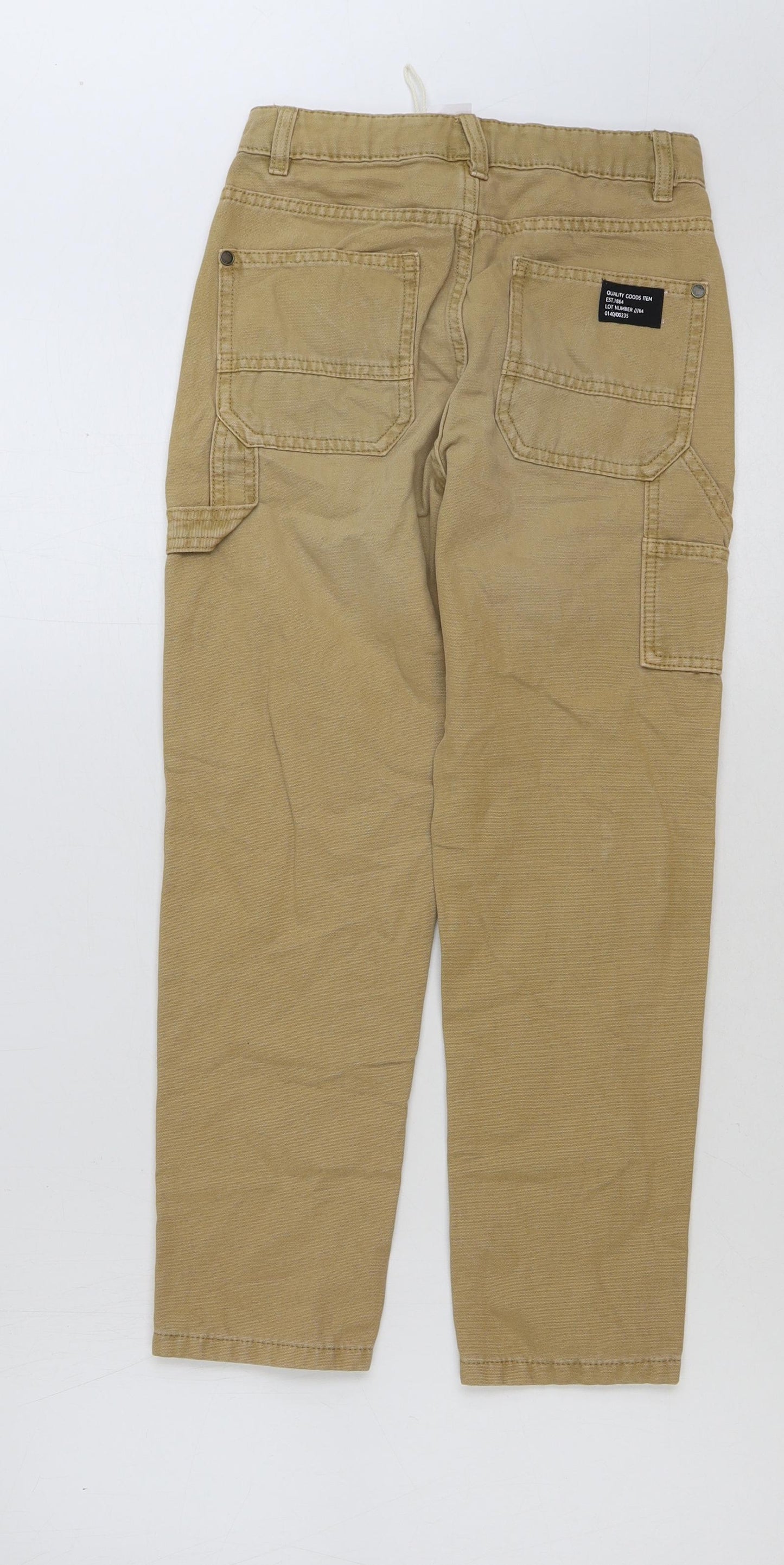 Marks and Spencer Boys Beige Cotton Straight Jeans Size 8-9 Years Regular Button
