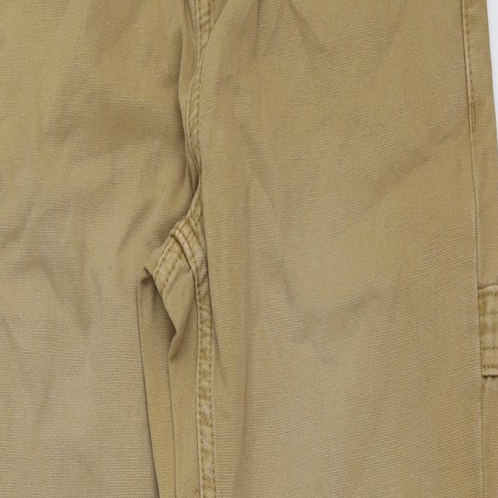 Marks and Spencer Boys Beige Cotton Straight Jeans Size 8-9 Years Regular Button