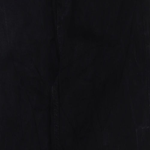 marks and Womens Black Cotton Wide-Leg Jeans Size 12 L30 in Regular Button