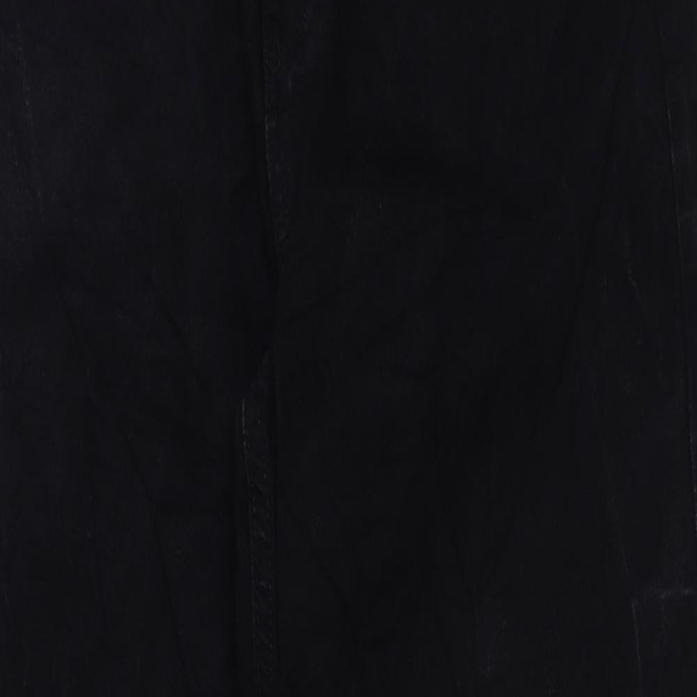 marks and Womens Black Cotton Wide-Leg Jeans Size 12 L30 in Regular Button