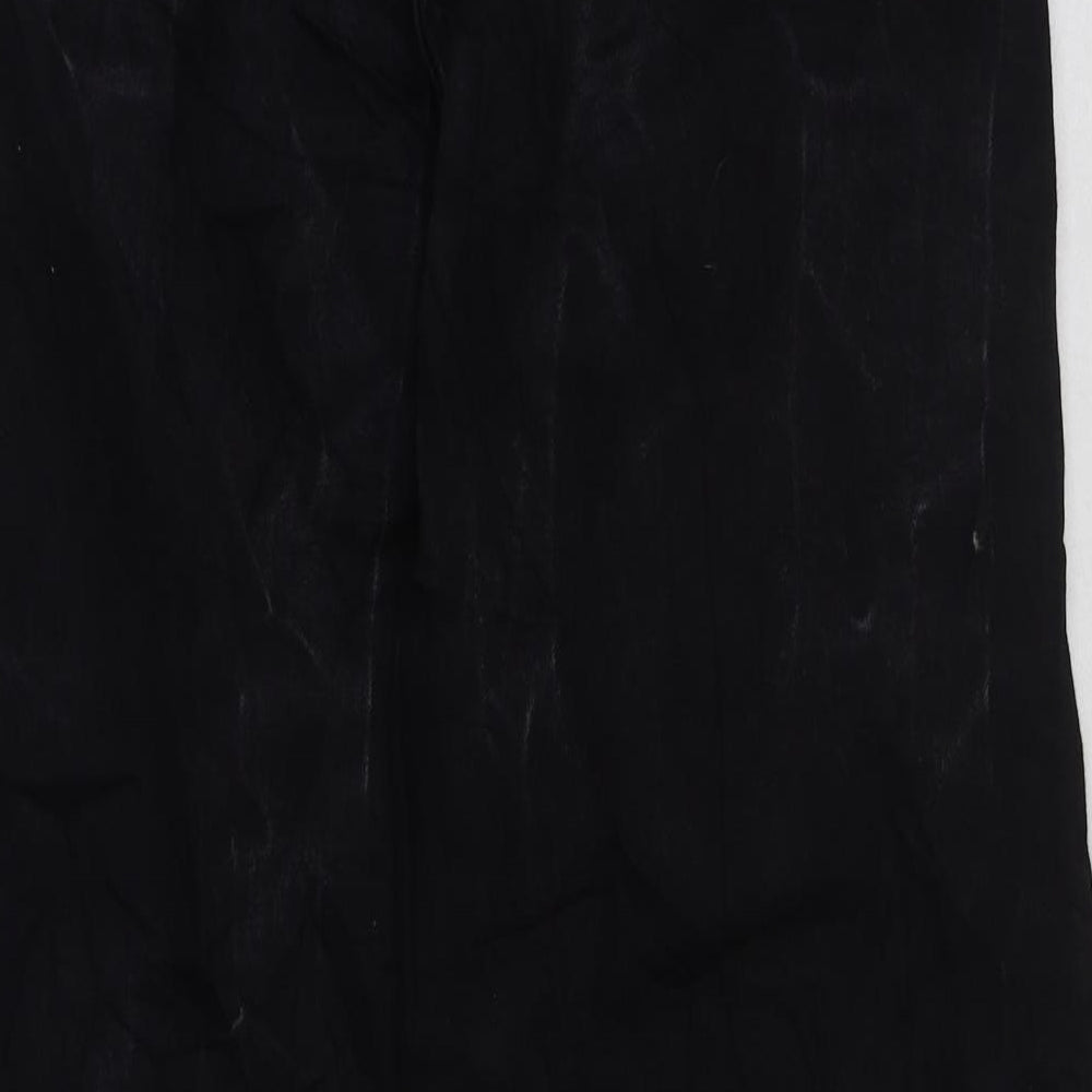 marks and Womens Black Cotton Wide-Leg Jeans Size 12 L30 in Regular Button
