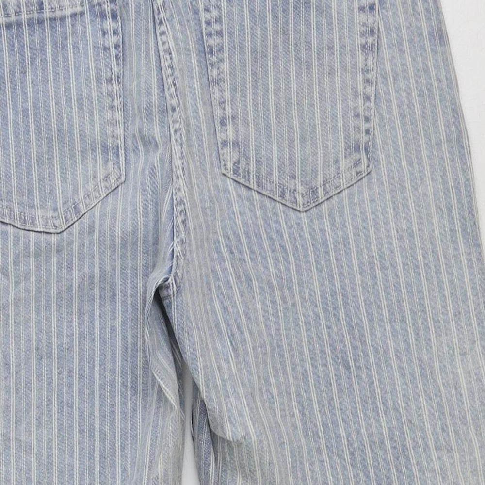 NEXT Womens Blue Striped Cotton Bermuda Shorts Size 8 L14 in Regular Button