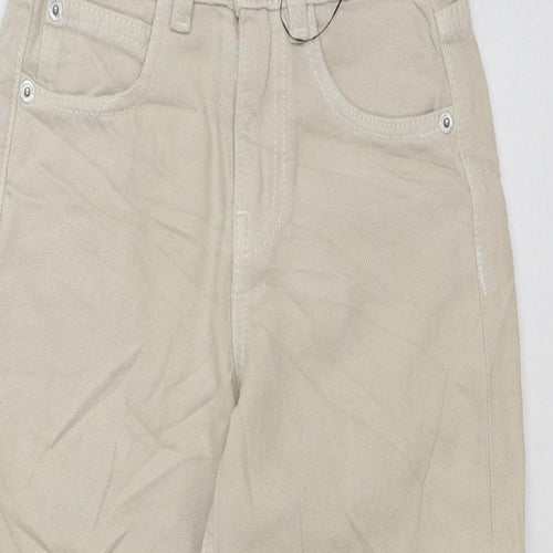 marks and Girls Beige Cotton Wide-Leg Jeans Size 6-7 Years Regular Button