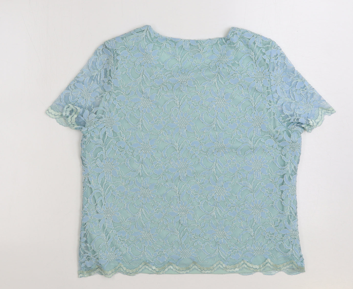 Eastex Womens Blue Polyamide Basic Blouse Size 16 Round Neck