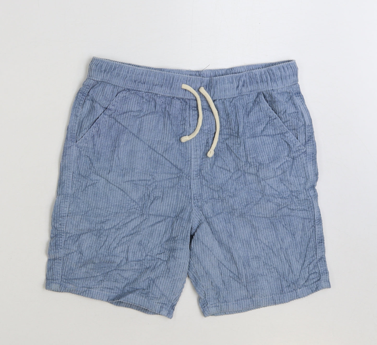 marks and Boys Blue Cotton Sweat Shorts Size 13-14 Years Regular Drawstring