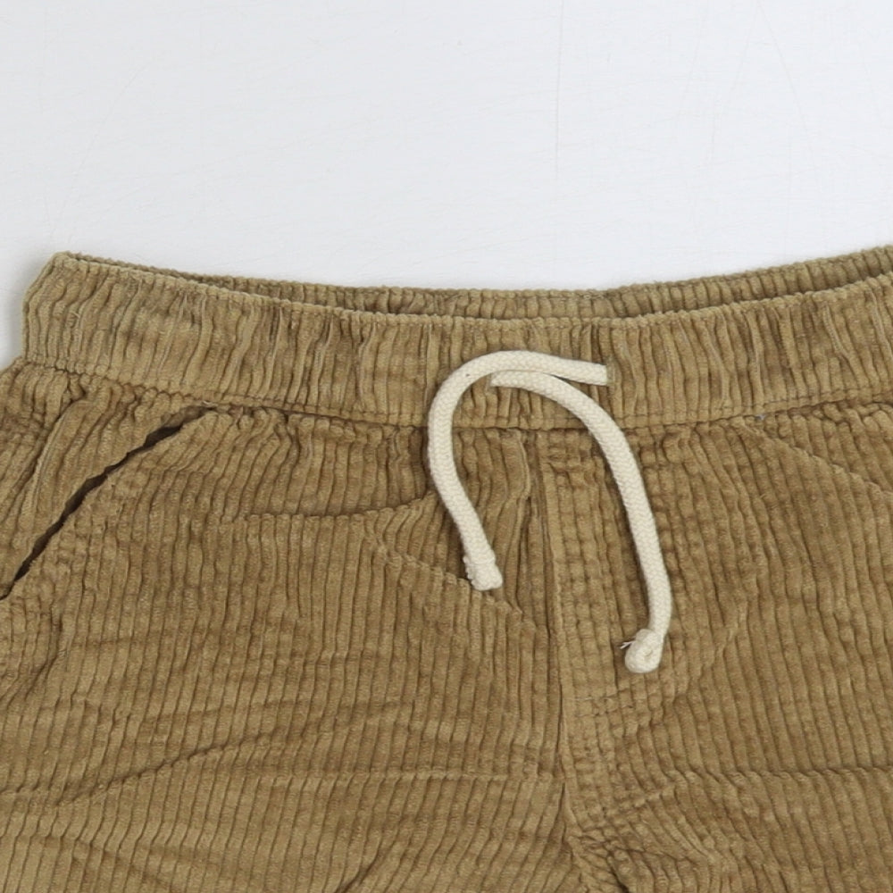 Marks and Spencer Boys Beige Cotton Sweat Shorts Size 8-9 Years Regular Drawstring