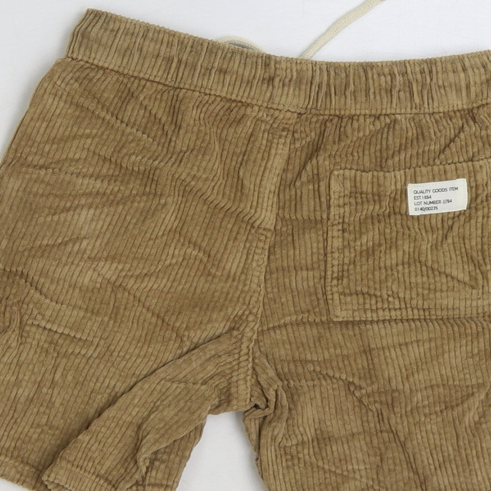 Marks and Spencer Boys Beige Cotton Sweat Shorts Size 8-9 Years Regular Drawstring