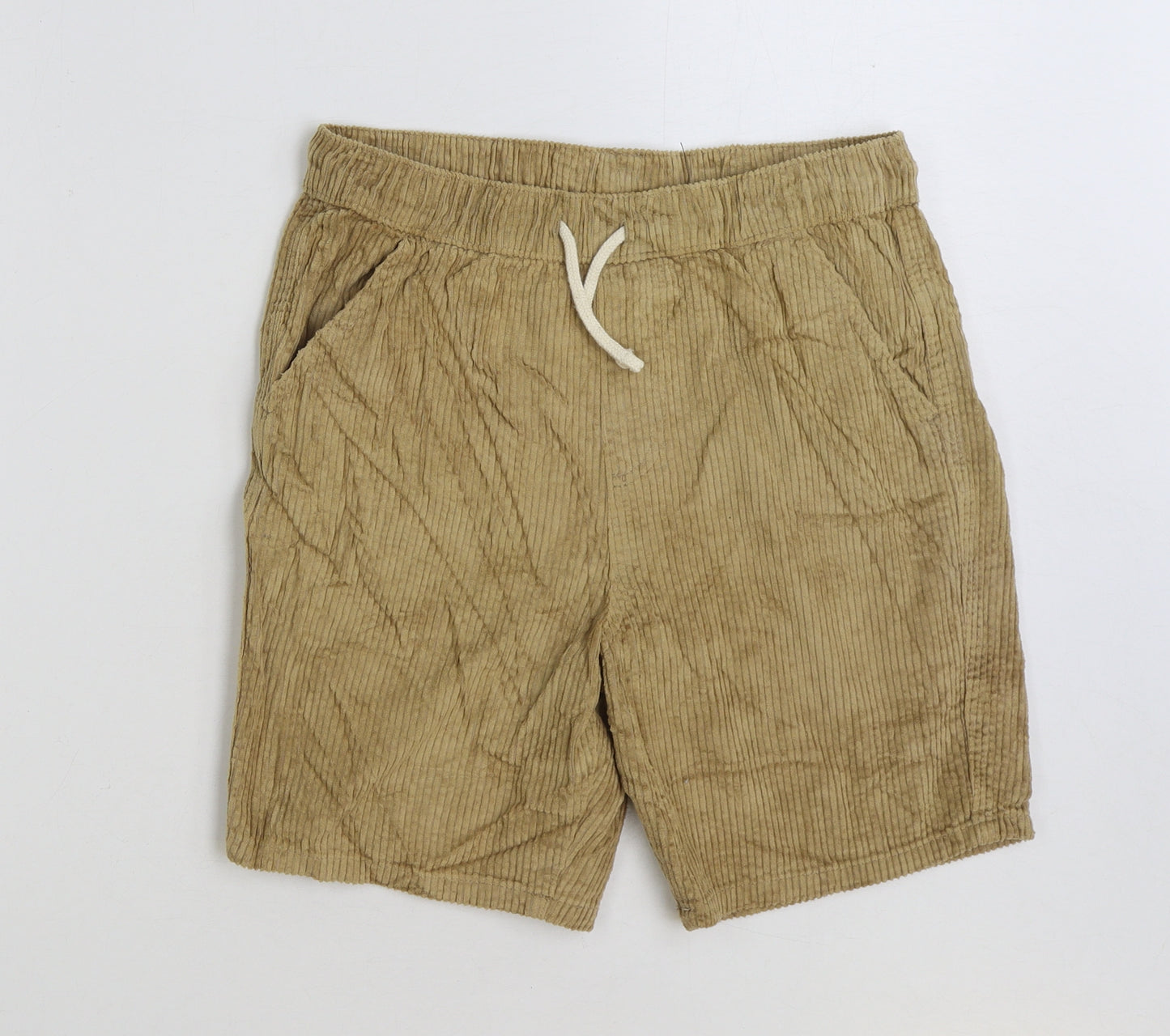 marks and Boys Beige Cotton Sweat Shorts Size 12-13 Years Regular Drawstring