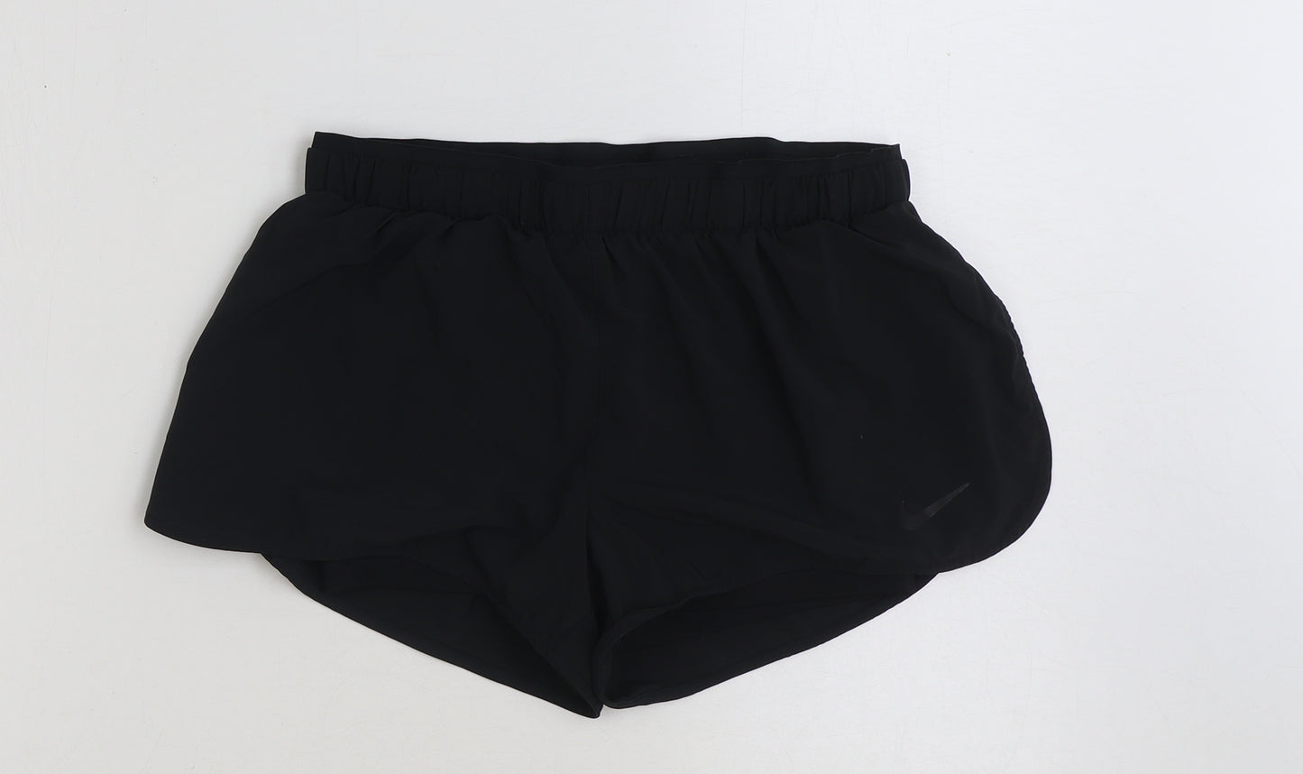 Nike Womens Black Polyester Athletic Shorts Size M Regular Drawstring