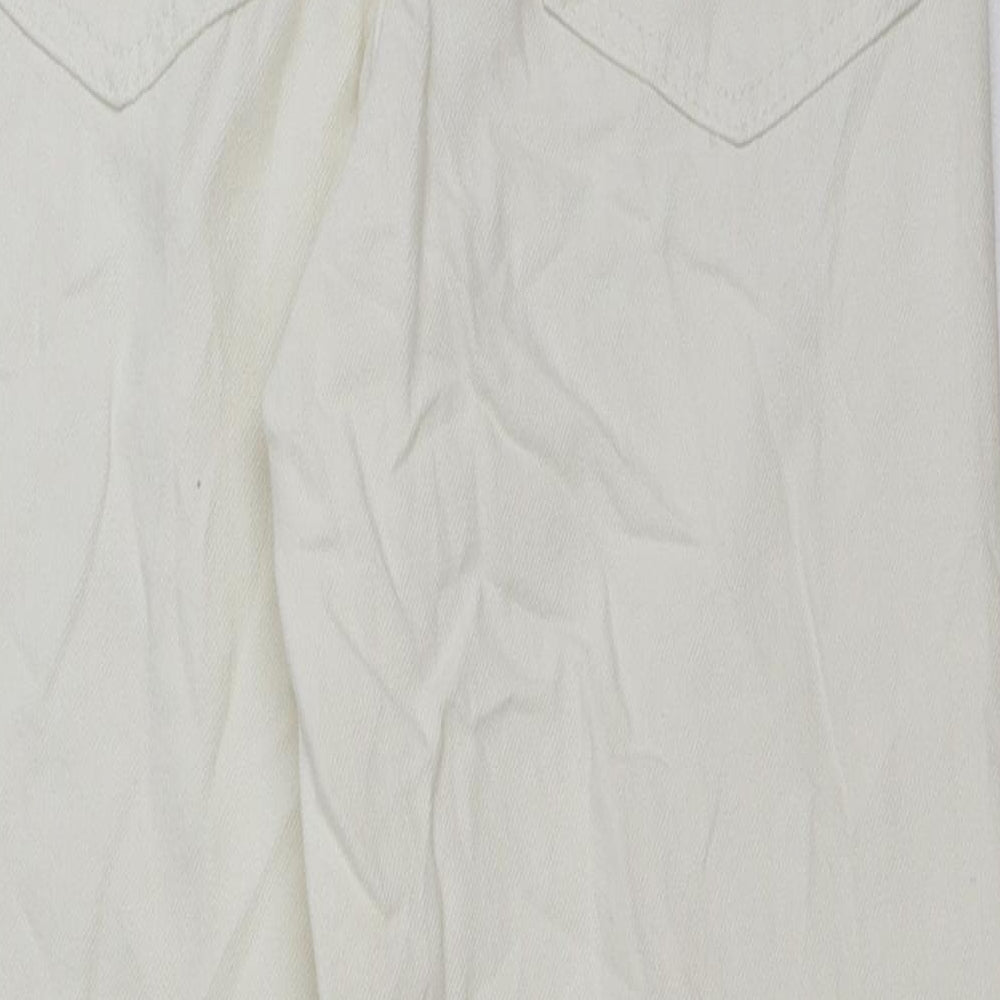 marks and Girls White Cotton Straight Jeans Size 9-10 Years Regular Button