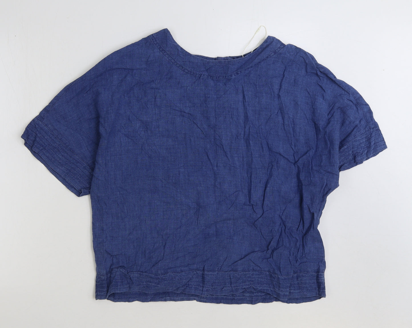 Marks and Spencer Womens Blue Cotton Basic T-Shirt Size 12 Round Neck