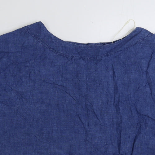 Marks and Spencer Womens Blue Cotton Basic T-Shirt Size 12 Round Neck