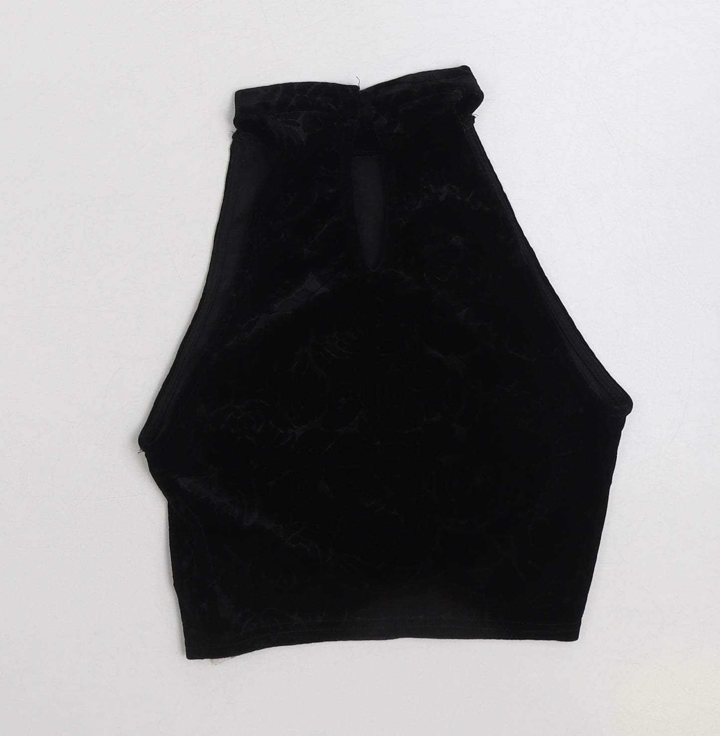 New Look Womens Black Polyester Cropped Tank Size 10 Halter