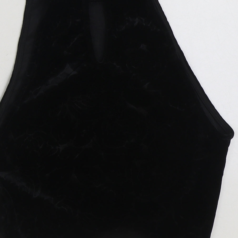 New Look Womens Black Polyester Cropped Tank Size 10 Halter