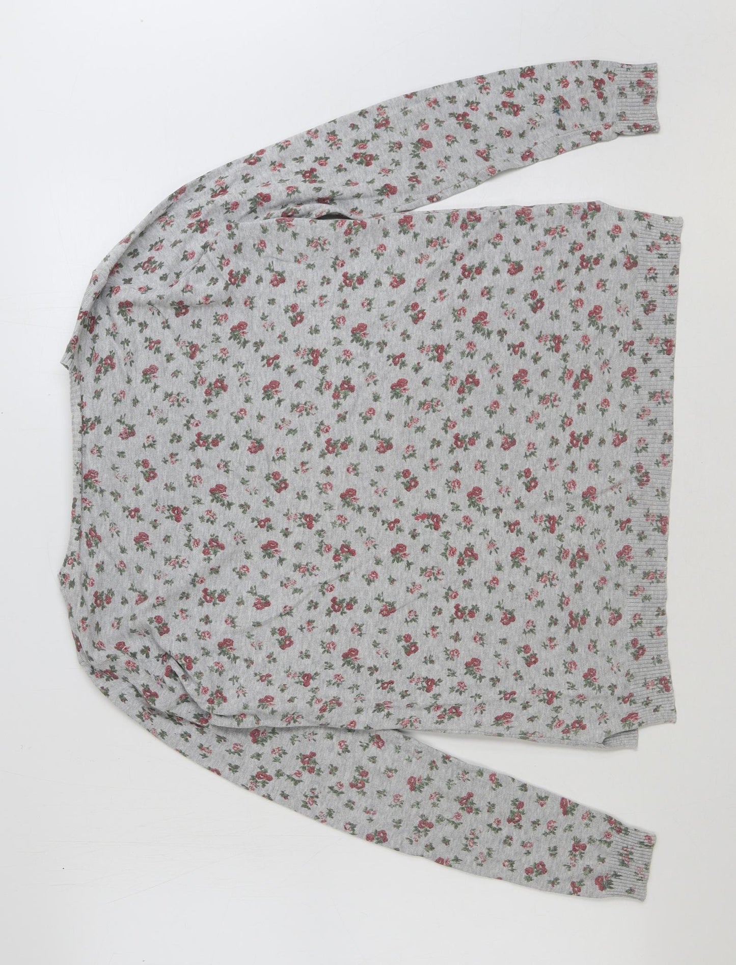 Mango Womens Multicoloured Round Neck Floral Acrylic Pullover Jumper Size M