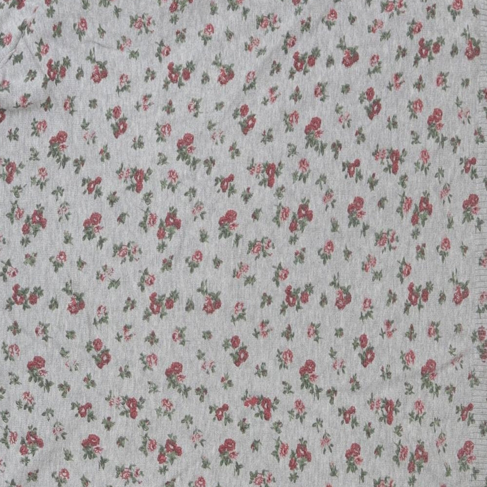 Mango Womens Multicoloured Round Neck Floral Acrylic Pullover Jumper Size M