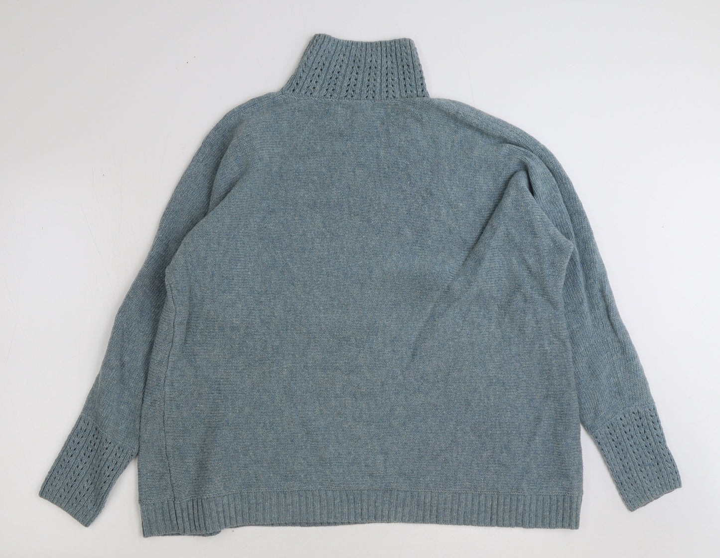 Deane & White Womens Blue High Neck Wool Pullover Jumper Size L