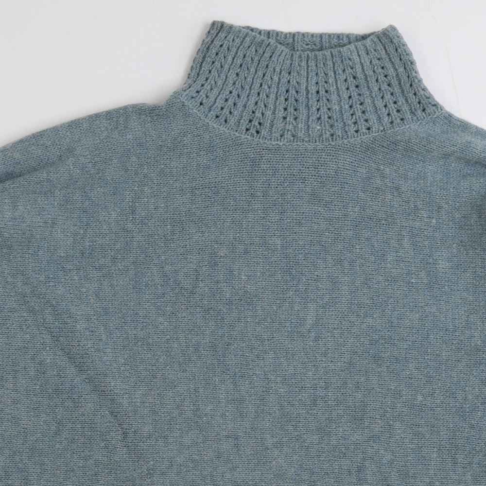 Deane & White Womens Blue High Neck Wool Pullover Jumper Size L