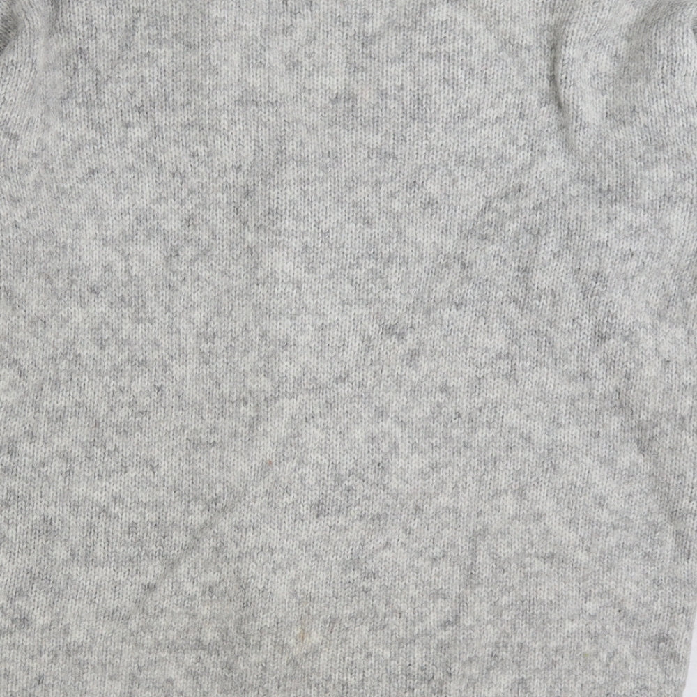 New Look Womens Grey V-Neck Acrylic Full Zip Jumper Size S