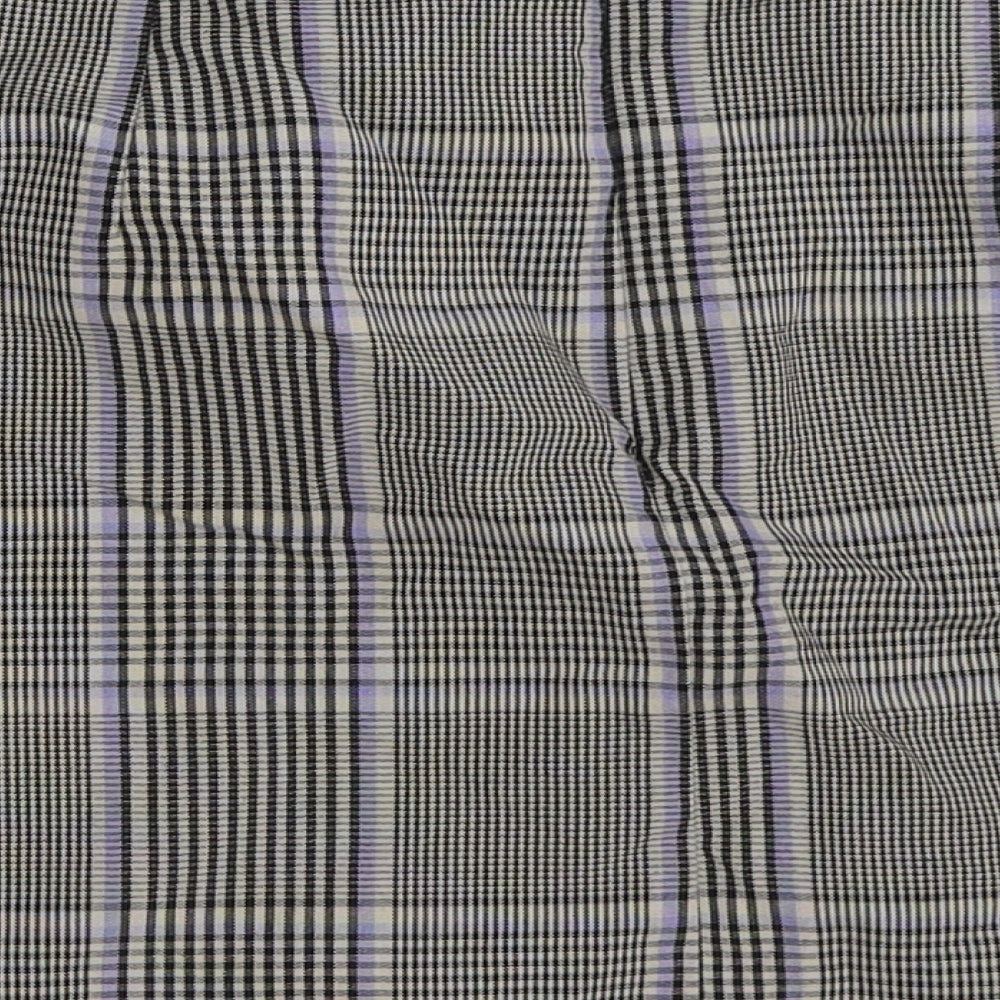 Primark Womens Grey Check Polyester Mini Skirt Size 14 Zip