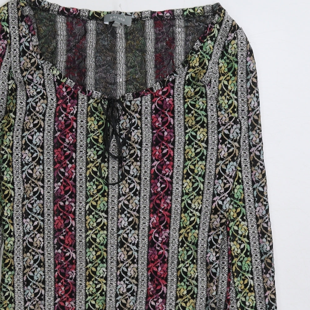 Marks and Spencer Womens Multicoloured Floral Polyester Basic Blouse Size 10 Round Neck