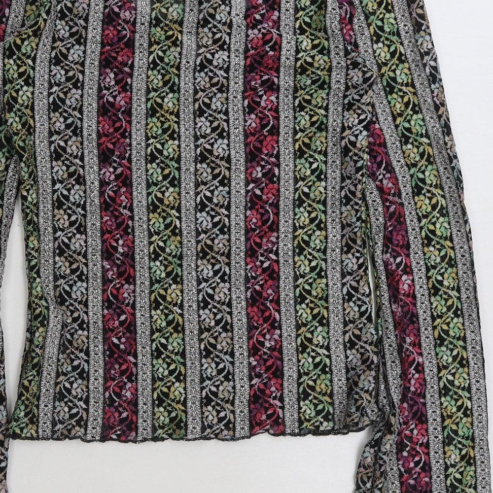 Marks and Spencer Womens Multicoloured Floral Polyester Basic Blouse Size 10 Round Neck