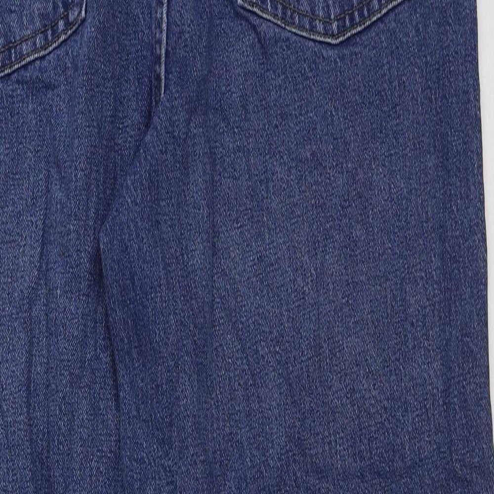 Marks and Spencer Womens Blue Cotton Wide-Leg Jeans Size 12 L27 in Regular Button