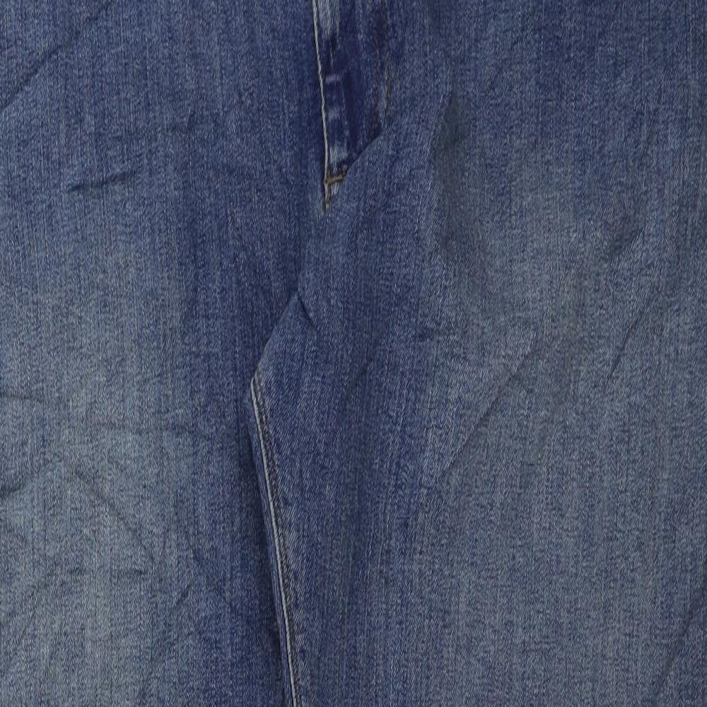 Marks and Spencer Mens Blue Cotton Straight Jeans Size 42 in L29 in Regular Button