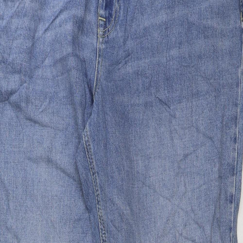 MARKS AND Womens Blue Cotton Straight Jeans Size 16 L32 in Regular Button