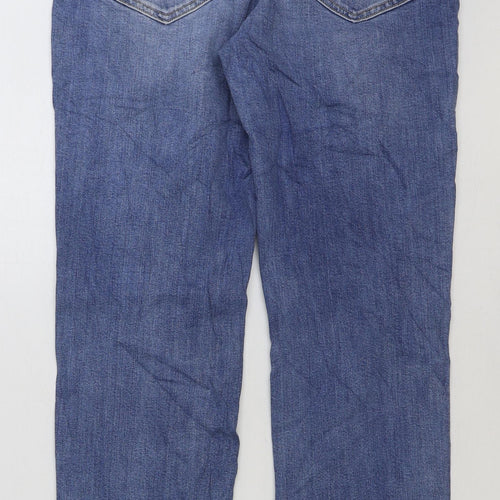 Marks and Spencer Womens Blue Cotton Straight Jeans Size 12 L29 in Regular Button