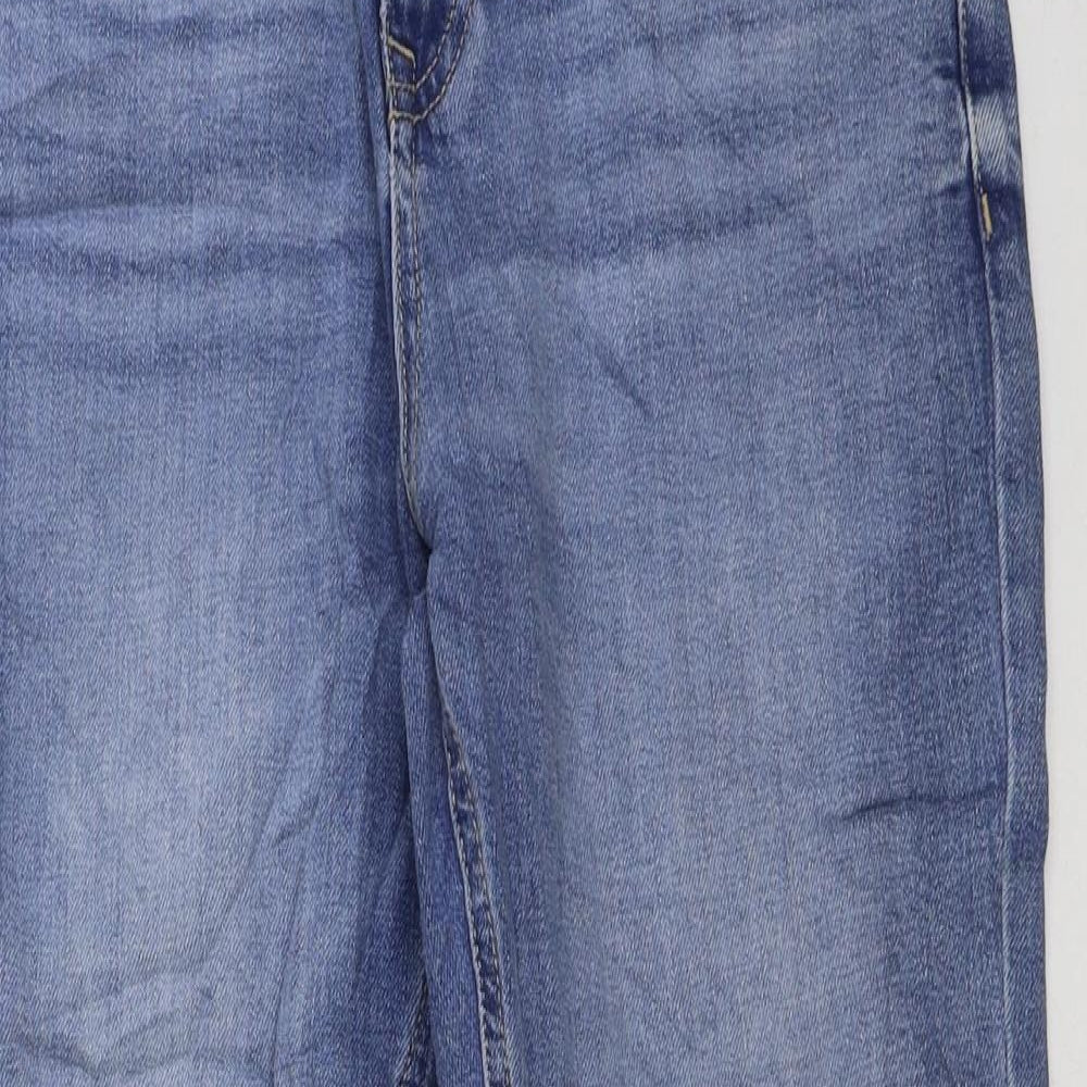 Marks and Spencer Womens Blue Cotton Straight Jeans Size 12 L29 in Regular Button