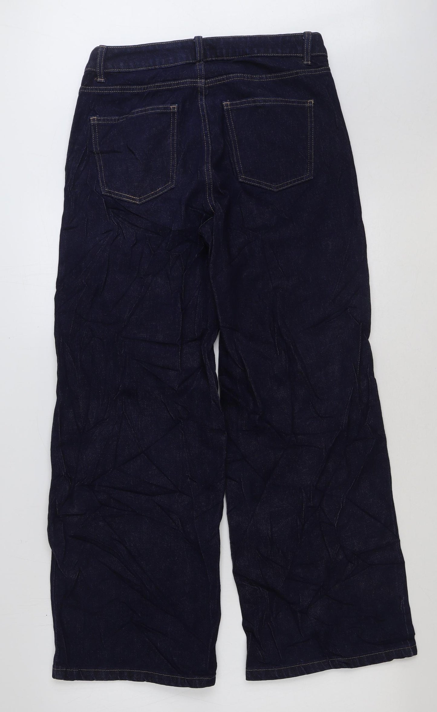 Marks and Spencer Womens Blue Elastane Wide-Leg Jeans Size 10 L30 in Regular Button