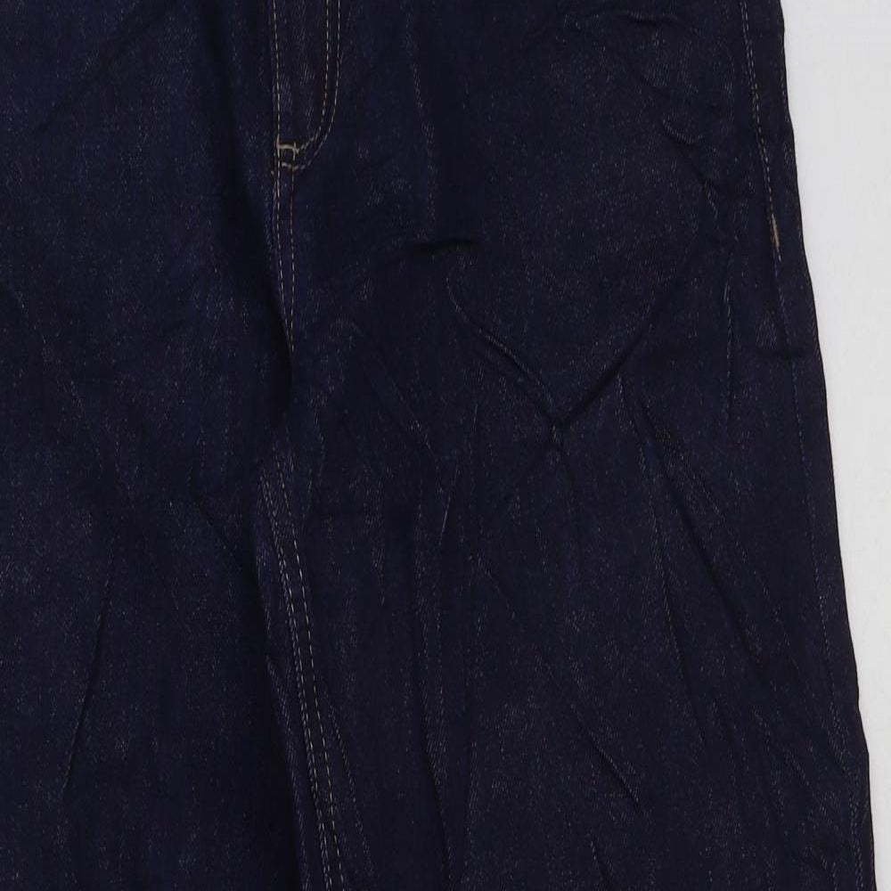 Marks and Spencer Womens Blue Elastane Wide-Leg Jeans Size 10 L30 in Regular Button
