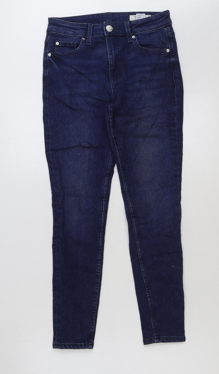 Marks and Spencer Womens Blue Cotton Skinny Jeans Size 8 L27 in Regular Button