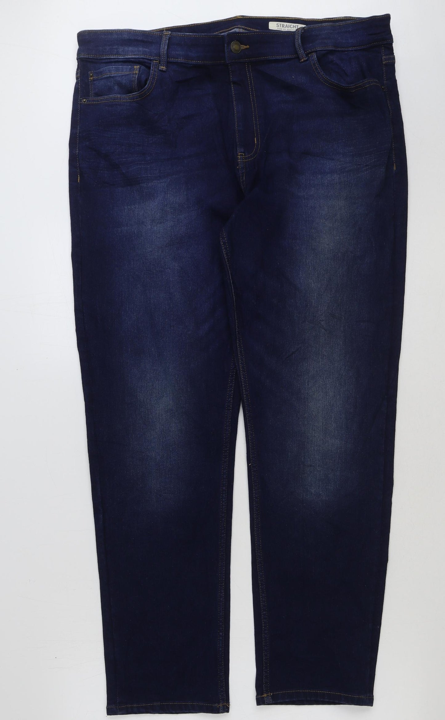Marks and Spencer Womens Blue Cotton Straight Jeans Size 20 L31 in Regular Button