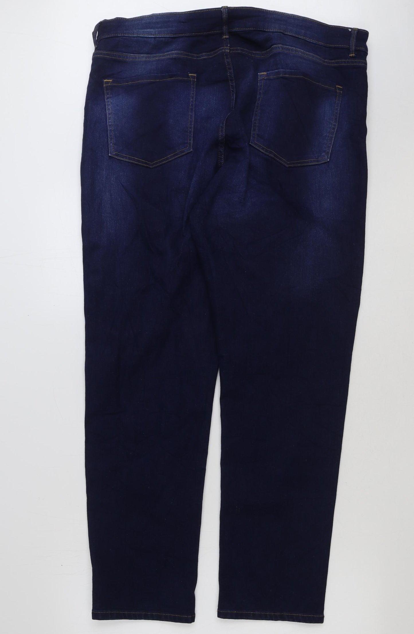 Marks and Spencer Womens Blue Cotton Straight Jeans Size 20 L31 in Regular Button