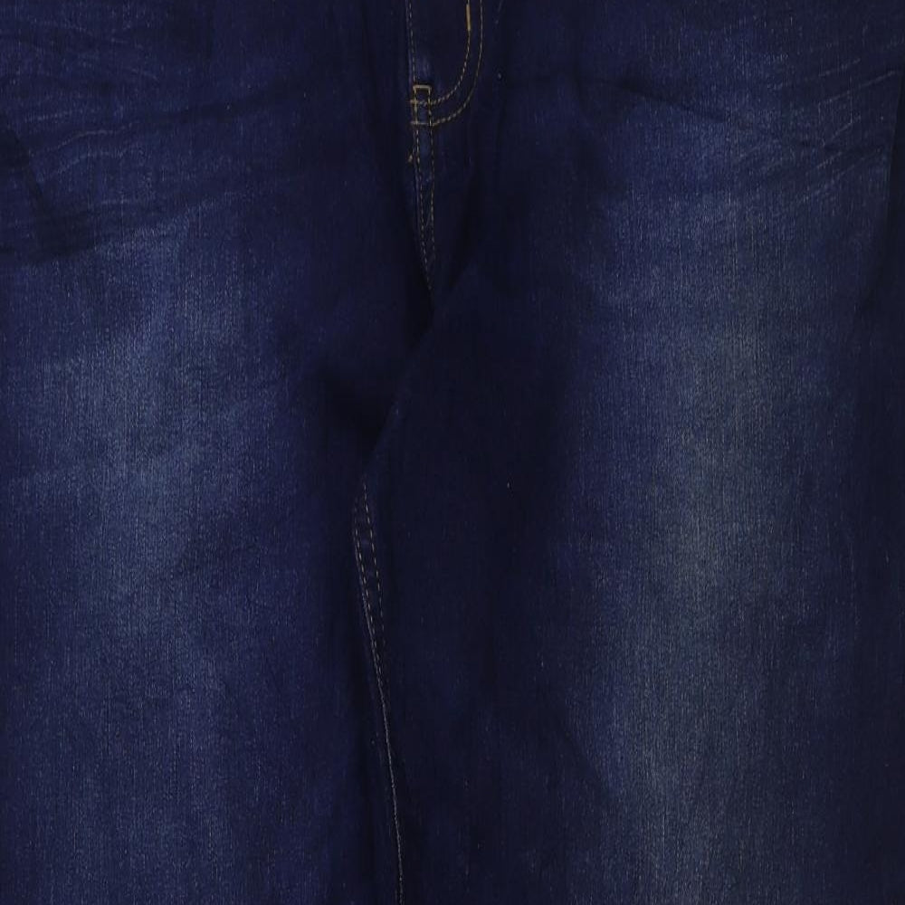 Marks and Spencer Womens Blue Cotton Straight Jeans Size 20 L31 in Regular Button